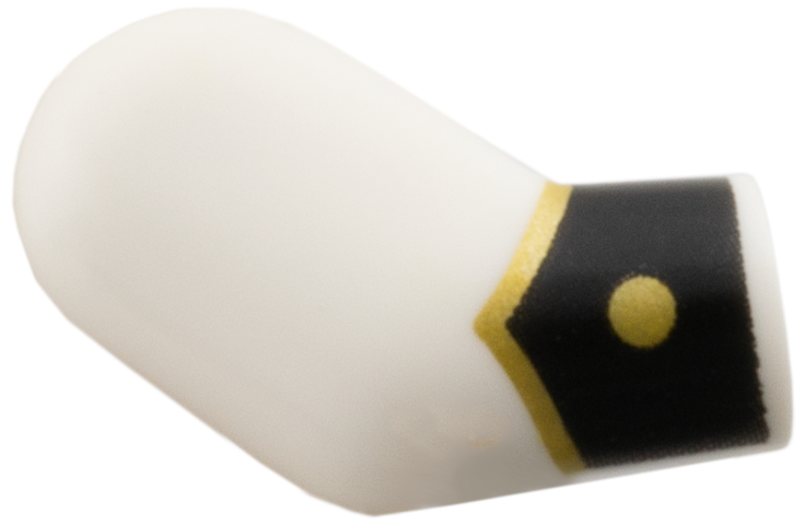Lego Arm, Right with Black Cuff, Gold Button and Chevron Pattern / White
