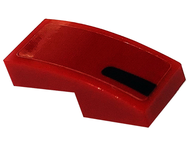 Lego Slope, Curved 2 x 1 x 2/3 with Black Stripe Pattern Model Right Side (Sticker) - Set 76895 / Red