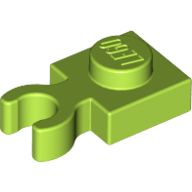 Lego Plate Special 1 x 1 with Clip Vertical [Thick Open O Clip] / Lime