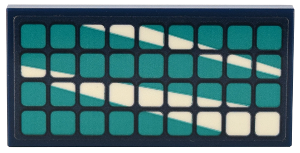 Lego Tile 2 x 4 with Dark Turquoise Solar Panel with White Reflections Pattern (Sticker) - Set 41732