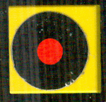 Lego Tile 2 x 2 with Black Circle with Red Center (Vinyl Record) Pattern (Sticker) - Set 268 / Yellow