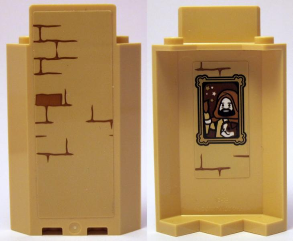 Lego Panel 3 x 3 x 6 Corner Wall without Bottom Indentations with Bricks Type 1 Outside and Portrait of Man with Dog Inside Pattern (Stickers) - Set 75953