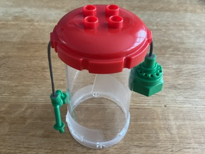 Lego Duplo Cart Lid Hexagonal with 2 x 2 Studs, Trans-Clear Cylinder and Green Weight on String