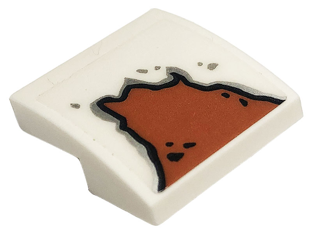 Lego Slope, Curved 2 x 2 x 2/3 with Rust Large Pattern (Sticker) - Set 10274