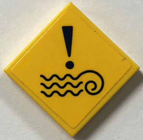Lego Tile 2 x 2 with Water Currents Danger Sign with Exclamation Mark Pattern (Sticker) - Set 41445