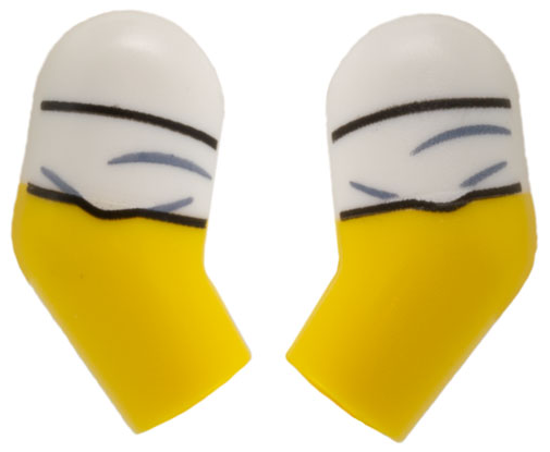 Lego Arm, (Matching Left and Right) Pair with White Short Sleeves, Rolled Pattern / Yellow