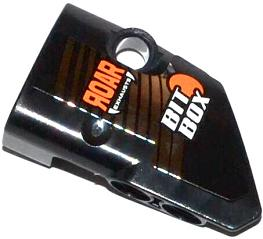 Lego Technic, Panel Fairing # 1 Small Smooth Short, Side A with 'ROAR EXHAUSTS', 'BIT BOX' and Chrome Silver Stripes Pattern (Sticker) - Set 42026