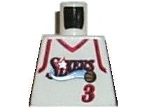 Lego Torso NBA Philadelphia 76ers #3 (White Jersey) Pattern / White