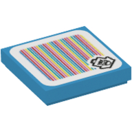Lego Tile 2 x 2 with King Boo and Barcode Print (Sticker) / Dark Azure