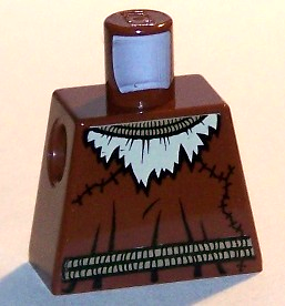 Lego Torso Batman Ripped Neck with Straw and Rope Belt Pattern
