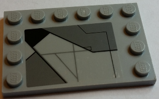 Lego Tile, Modified 4 x 6 with Studs on Edges with SW Sith Infiltrator Panel Pattern Model Left Side (Sticker) - Set 7961