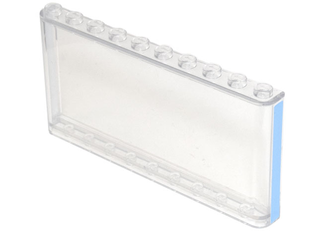 Lego Windscreen 1 x 10 x 4 with Bright Light Blue Stripe Pattern on Both Sides (Stickers) - Set 77942 / Trans-Clear
