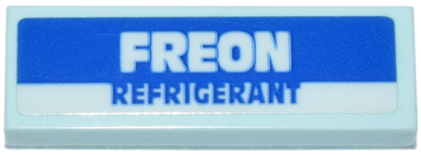 Lego Tile 1 x 3 with 'FREON REFRIGERANT' on Blue Stripe Pattern (Sticker) - Set 70657