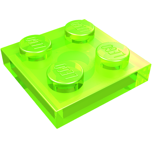 Lego Plate 2 x 2 / Trans-Bright Green