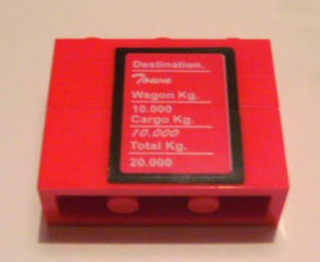 Lego Stickered Assembly 3 x 1 x 2 with 'Destination', 'Wagon Kg', 'Cargo Kg' and 'Total Kg' Pattern (Sticker) - Set 7898