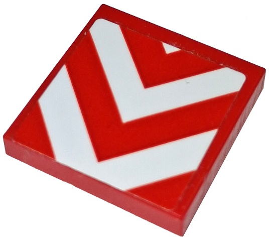 Lego Tile 2 x 2 with White Danger Chevrons Pattern (Sticker) - Set 60324 / Red