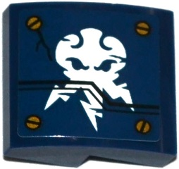 Lego Slope, Curved 2 x 2 x 2/3 with Screws and Ninjago Lightning Power Emblem Pattern (Sticker) - Set 70754 / Dark Blue