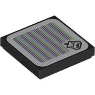 Lego Tile 2 x 2 with Morton and Barcode Print (Sticker) / Black