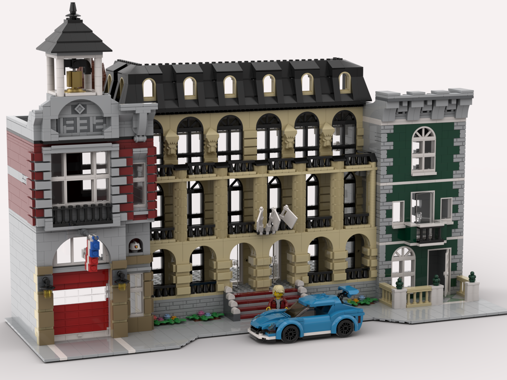 Lego Hotel with Firestation and IceCream Shop