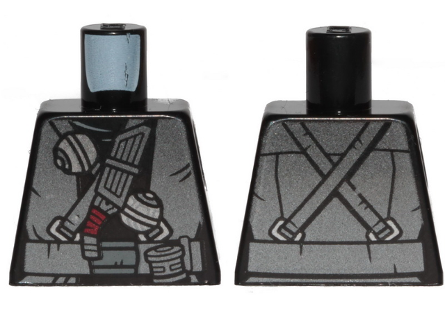 Lego Torso SW Pearl Dark Gray Robe, Belts and Thermal Detonators Pattern / Black