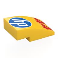 Lego Brick Curved 3 x 2 No Studs with White/Blue 'hp' Logo, Red '44' Print / Yellow