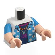 Lego Torso, Dual Molded Arms, Dark Azure Shirt, White Clouds, Dark Blue Shirt, Magenta Collar, Letters, Necklace Print, Dark Azure Sleeves Pattern, Light Nougat Arms and Hands