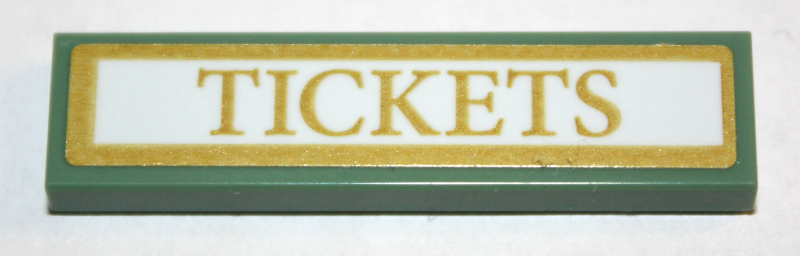 Lego Tile 1 x 4 with 'TICKETS' Pattern (Sticker) - Set 10259