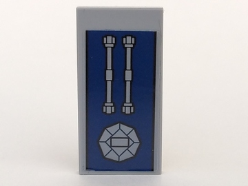 Lego Tile 2 x 4 with Three Ornaments on Partial Dark Blue Background Pattern (Sticker) - Set 70617