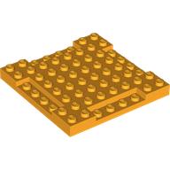Lego Plate Special 8 x 8 x 2/3 with Four 1 x 4 Recessed Edges / Bright Light Orange