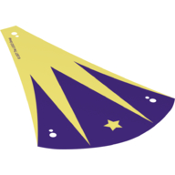 Lego Roof, Long, Dark Purple and Bright Light Yellow Sections, Bright Light Yellow Stars Print / White