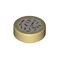 Lego Tile Round 1 x 1 with Christmas Cookie Print / Tan