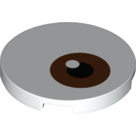 Lego Tile Round 3 x 3 with Brown, White, Black Circles Print (Eye)