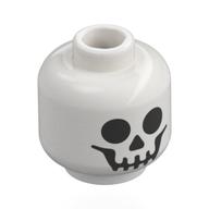Lego Minifig Head Skeleton, Black Skull Face Print / White