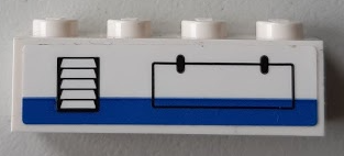 Lego Brick 1 x 4 with Blue Stripe, Black Vent and Hatch Pattern (Sticker) - Set 60164