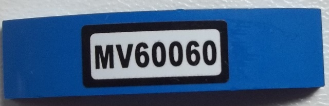 Lego Slope, Curved 4 x 1 x 2/3 Double with 'MV60060' Pattern (Sticker) - Set 60060 / Blue