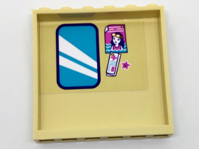 Lego Panel 1 x 6 x 5 with Mirror, Picture of Girl, First Aid Paper and Star Pattern on Inside (Sticker) - Set 41313