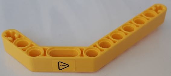 Lego Technic, Liftarm, Modified Bent Thick 1 x 11.5 Double with Black Danger Warning Sign Pattern (Sticker) - Set 42121 / Yellow