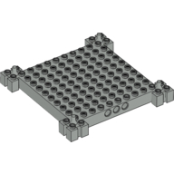 Lego Brick Special 12 x 12 Base with 4 Corner Pegs, 1 x 10 Cutouts, Grooves / Light Gray