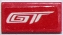Lego Tile 1 x 2 with White 'GT' Pattern (Sticker) - Set 75881 / Red