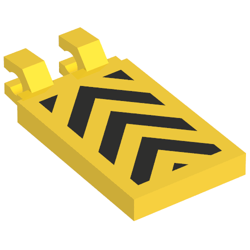 Lego Tile Special 2 x 3 with Horizontal Clips with Yellow and Black Danger Chevron Print / Yellow