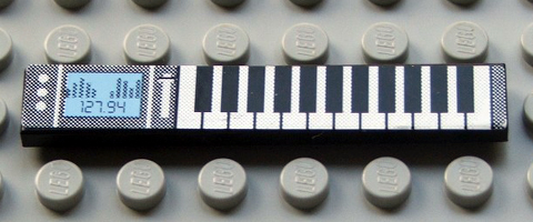 Lego Tile 1 x 6 with Keyboard and Equalizer Display Pattern (Sticker) - Set 5942 / Black