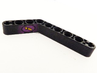 Lego Technic, Liftarm, Modified Bent Thick 1 x 9 (6 - 4) with Number 1 in Oval Pattern (Sticker) - Set 2854 / Black