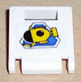 Lego Container, Box 2 x 2 x 2 Door with Slot with Yellow Submarine on Blue Triangle Pattern (Sticker) - Sets 1782 / 6441 / White