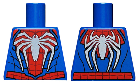 Lego Torso Spider-Man Costume PS4 Black Webs and Large White Spiders Pattern / Blue