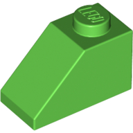 Lego Slope 45° 2 x 1 with Bottom Pin / Bright Green