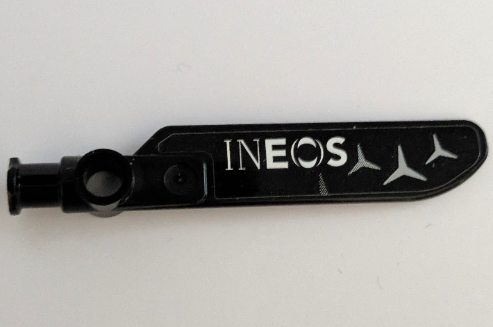 Lego Technic Rotor Blade Small with Axle and Pin Connector End with White 'INEOS' and Silver Mercedes-Benz Logo Repeating Pattern on Both Sides (Stickers) - Set 42165