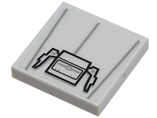 Lego Tile 2 x 2 with Star Wars TIE Hatch Handles Pattern (Sticker) - Set 8017