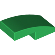 Lego Brick Curved 2 x 1 No Studs [1/2 Bow] / Green