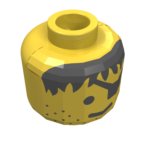 Lego Minifig Head Pirate / Wolfpack, Eyepatch, Stubble, Black Hair Print [Blocked Open Stud] / Yellow