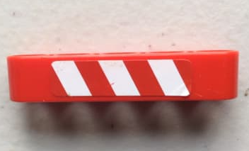 Lego Technic, Liftarm Thick 1 x 5 with Red and White Danger Stripes Pattern Model Right Side (Sticker) - Set 8294 / Red